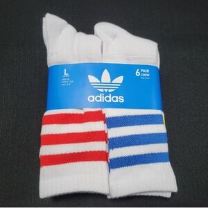 NEW Adidas Originals 3-Stripe Athletic Cushioned Crew Socks JK3366 6 pair Size L